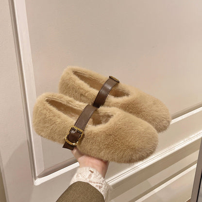 Damen Hausschuhe Flauschig Schnallenverschluss Elegante Winter - BerlinGlamour