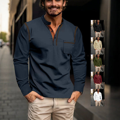 Elegantes Herren Langarmhemd mit Kontrastdetails Modern - BerlinGlamour
