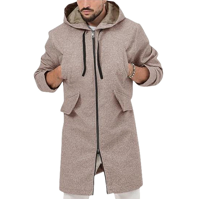 Herren Longjacke Modern mit Kapuze Wasserabweisend