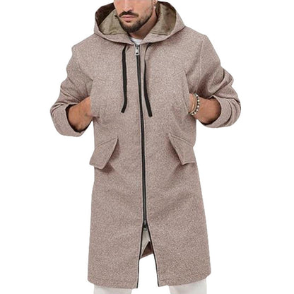 Herren Longjacke Modern mit Kapuze Wasserabweisend