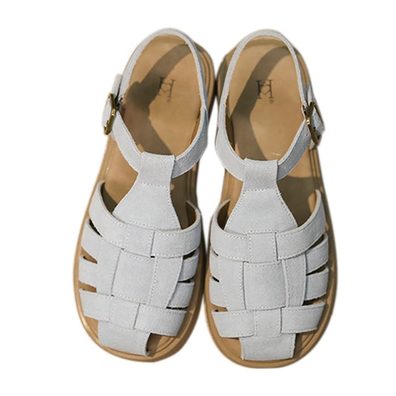 Damen Riemchensandalen Geflochten Komfortabel Sommer