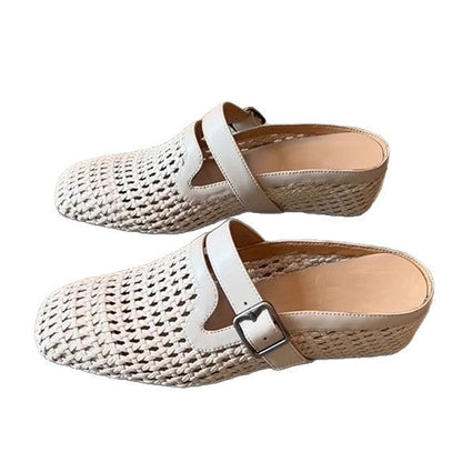 Damen Clogs Geflochten mit verstellbarem Riemen Modern