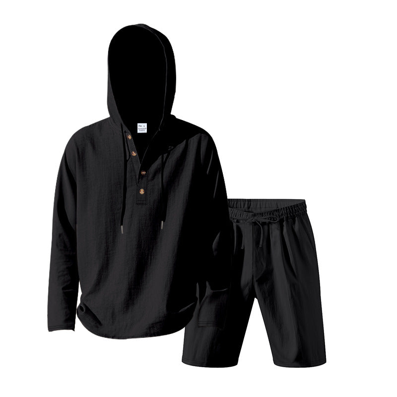 Herren Trainingsset Kapuze Shorts Sportlich Modern