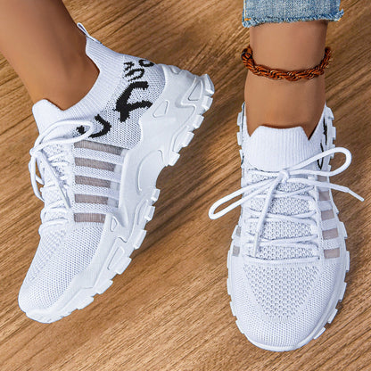Damen Sport Sneaker Strick Elastisch Rutschfest