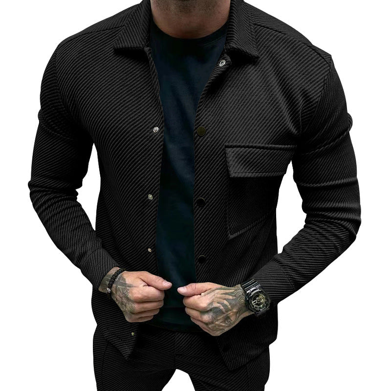 Herren Oberhemd Modern Strukturiert mit Taschen