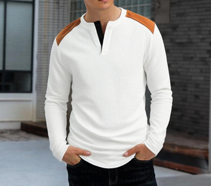 Herren Langarmshirt Modern mit Struktur und Kontrastfarben