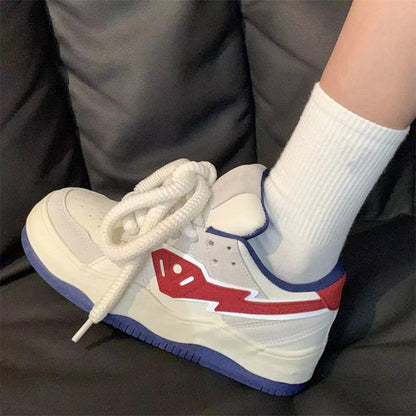 Damen Sneaker Low Top Modisch Schnürsenkel Logo