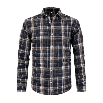 Herren Flanellhemd Karomuster Langarm Warm