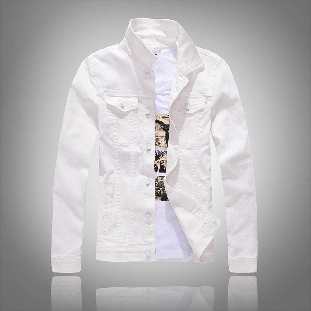 Herren Denimjacke Modern Stehkragen Taschen Elegant