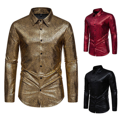 Herren Langarmhemd Glänzend Modernes Design Elegant