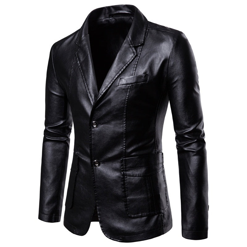 Herren Lederjacke Modern Schnitt Schwarz Elegant