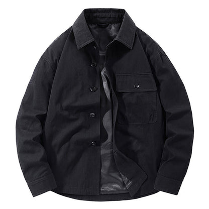 Herren Utility-Jacke Lässig mit Taschen Klassisch Schwarz