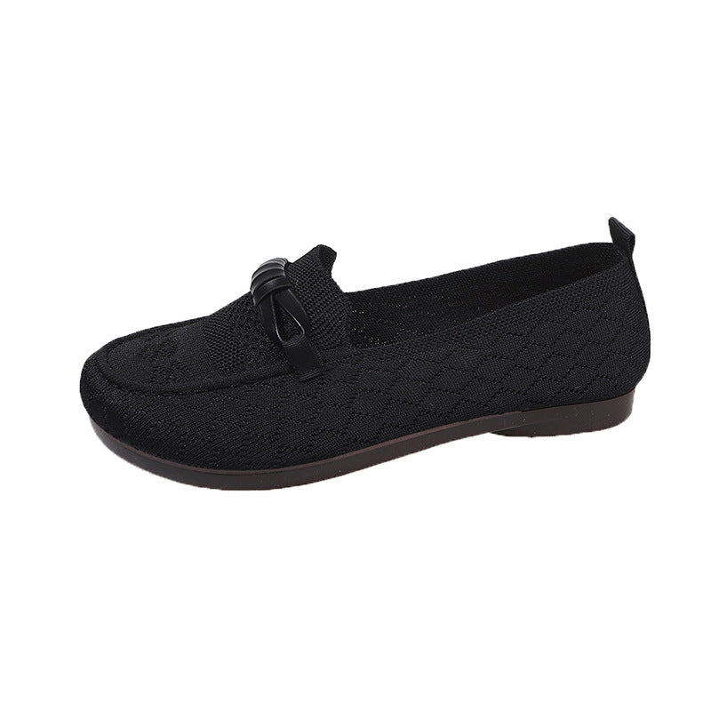 Damen Mokassins Flach Bequem Elastisch Schleife