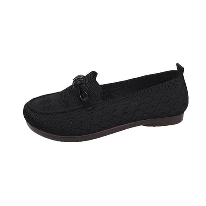 Damen Mokassins Flach Bequem Elastisch Schleife