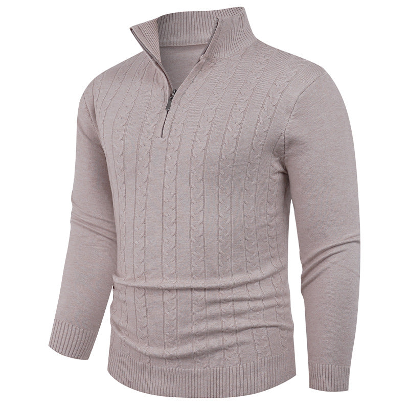 Herren Pullover Strukturiert mit Reißverschluss Kragen Modern