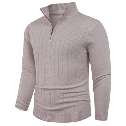 Herren Pullover Strukturiert mit Reißverschluss Kragen Modern