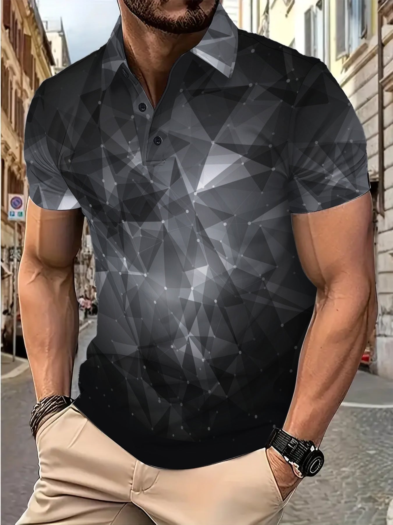 Herren Poloshirt Modern 3D Grafik Design Berlin