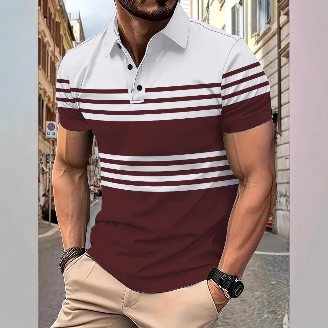 Herren Poloshirt Streifen Hochwertig Modern