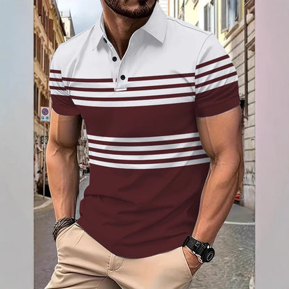 Herren Poloshirt Streifen Hochwertig Modern