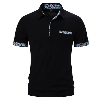 Herren Polohemd Modern mit Knopfkragen und Brusttasche