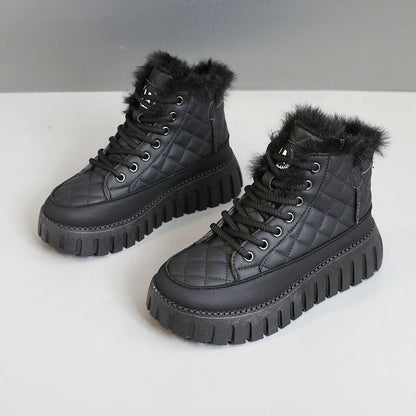 Damen Winterstiefel Warm Fellbesatz Rutschfest Schnee