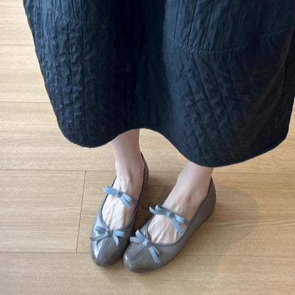 Damen Ballerinas Bequem Schleifen Design Elegant