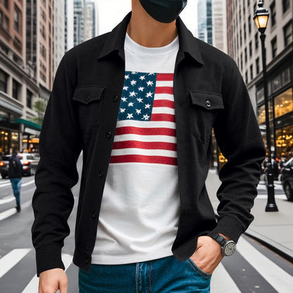 Herren Oberhemdjacke Lässig Modern mit Taschen