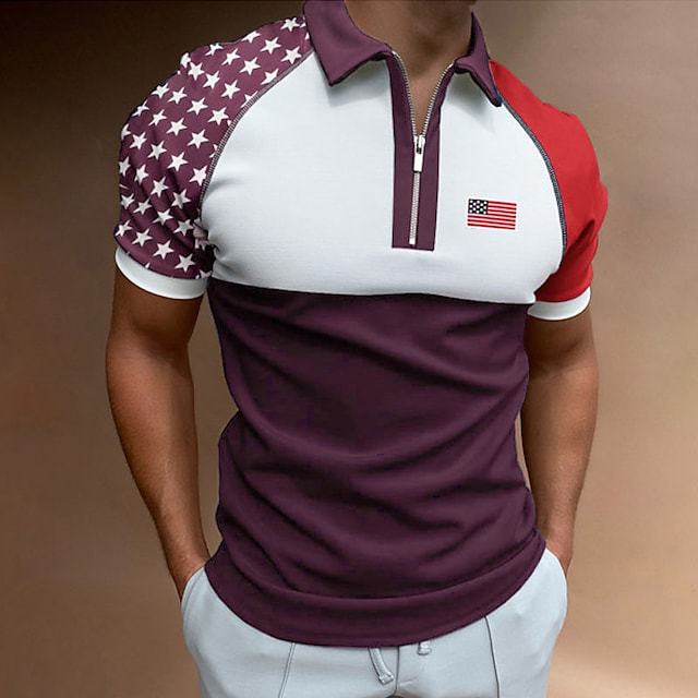 Herren Polo-Shirt mit Flaggen-Applikation Sportlich Modern