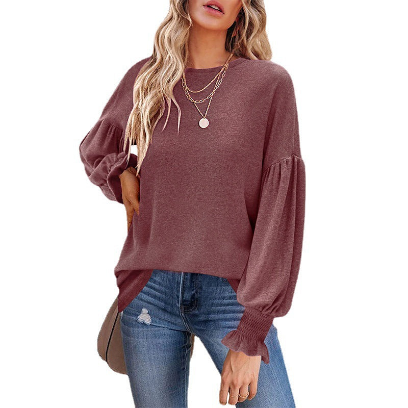 Damen Pullover Puffärmel Modern Glamour