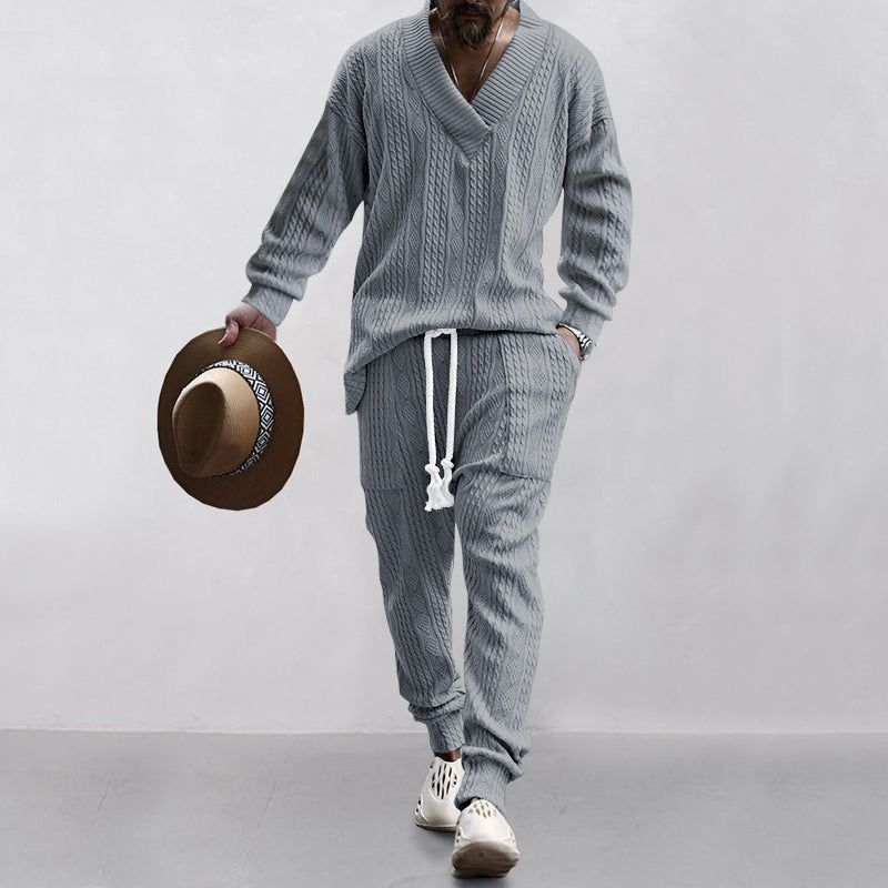 Herren Strickpullover Lässig Elastisch V-Ausschnitt