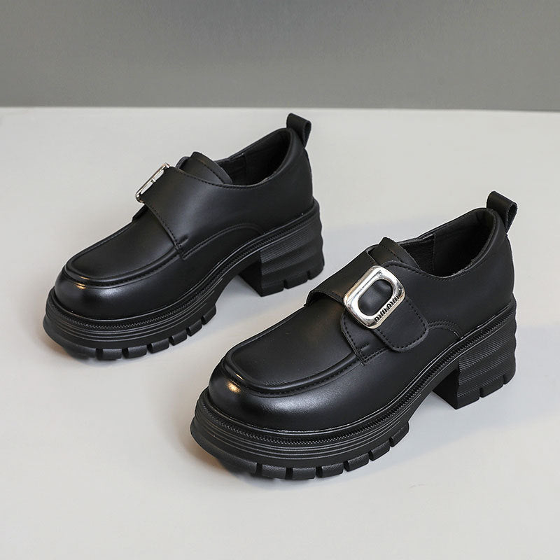 Damen Loafers Chunky Schnalle Modisch Bequem