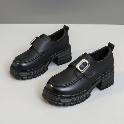 Damen Loafers Chunky Schnalle Modisch Bequem