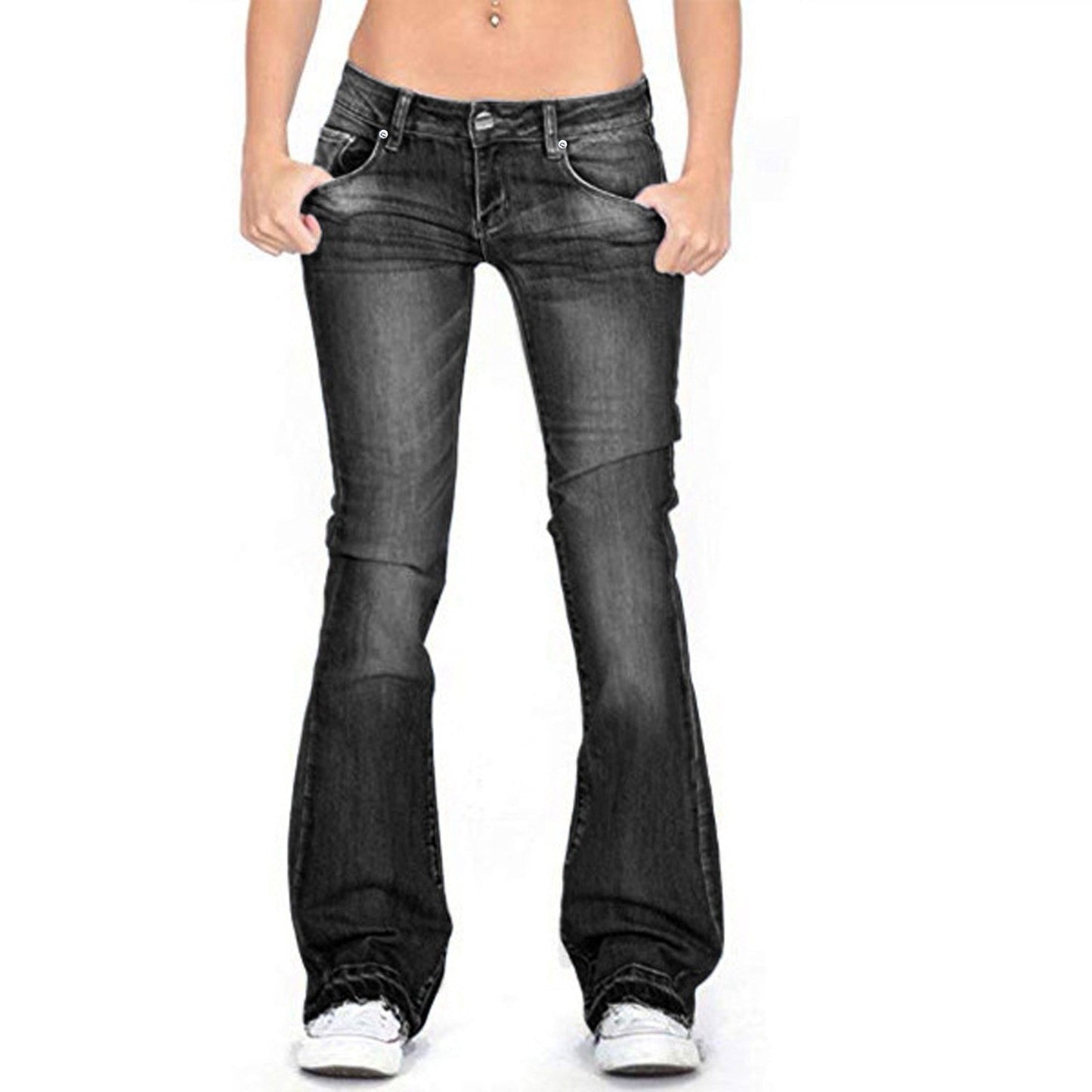 Damen Jeans Bootcut High Waist Elegant Slim Fit