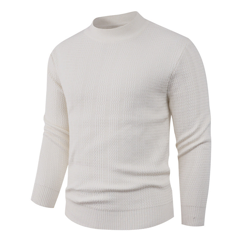 Herren Pullover Struktur Optik Modern Hochkragen