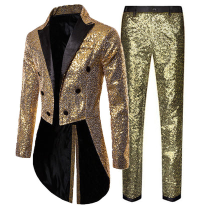 Glamour Herren Anzug Set Glitzernd Pailletten