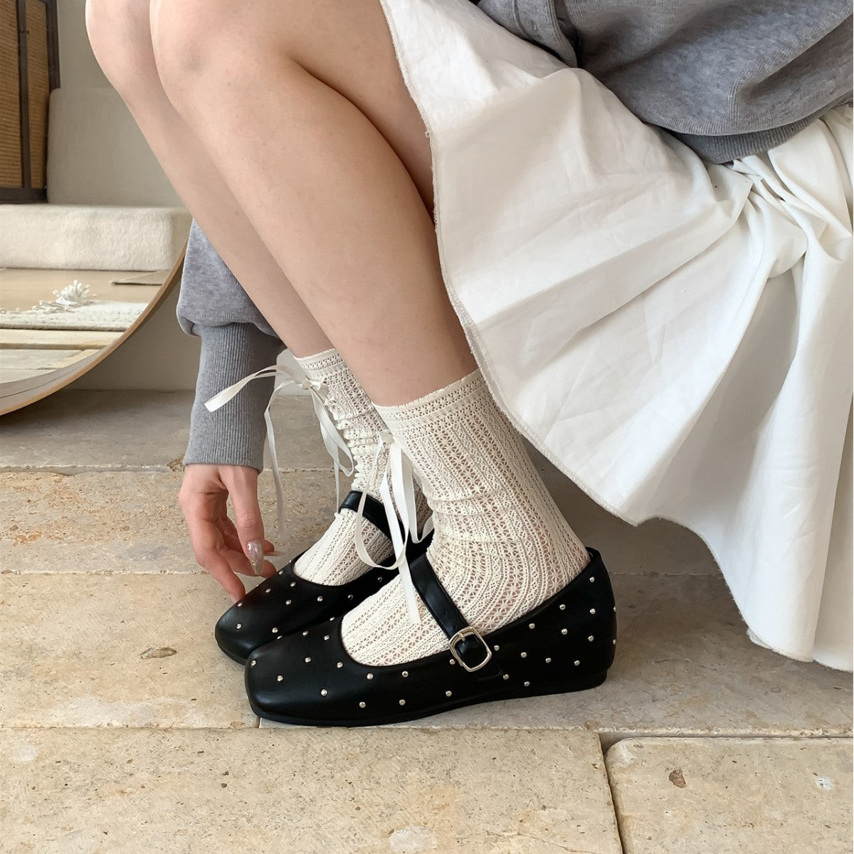 Damen Ballerinas Elegant Schnalle Glitzer