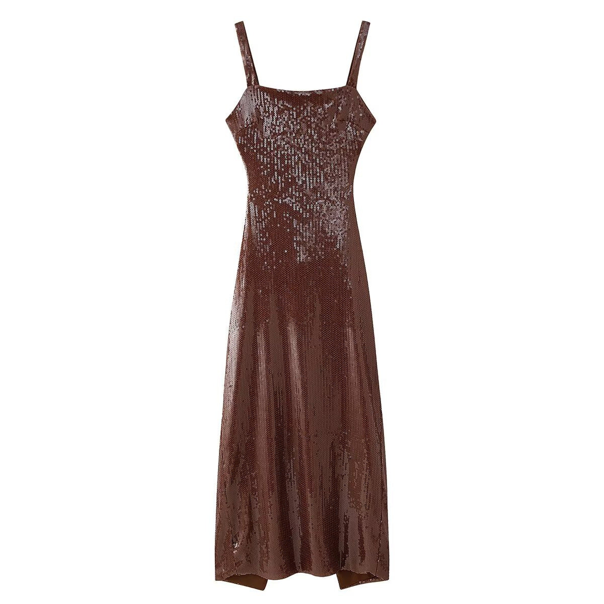 Elegantes Damen Maxikleid mit Pailetten und Trägerlos Design