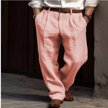 Herren Leinenhose Slim Fit 2 Taschen Elegant