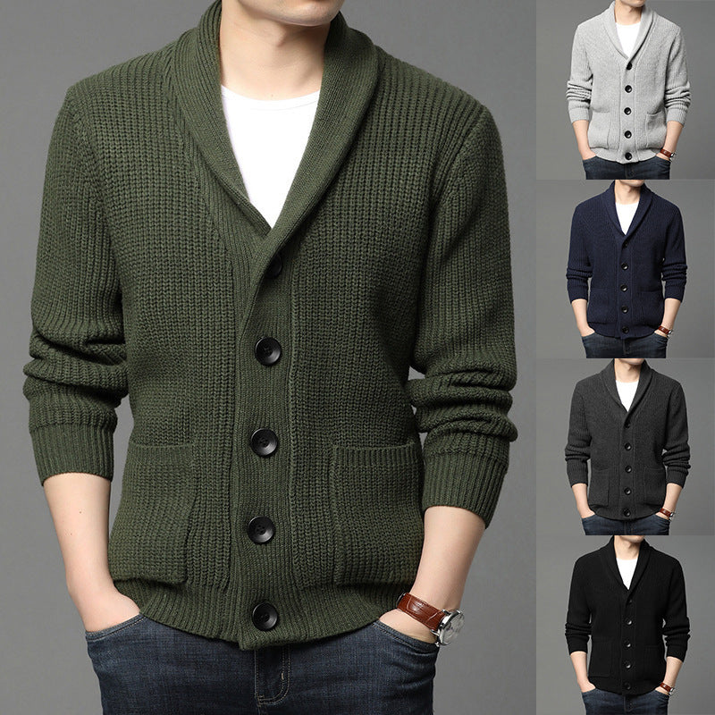 Herren Strickjacke mit praktischen Taschen und geschlossenem Kragen