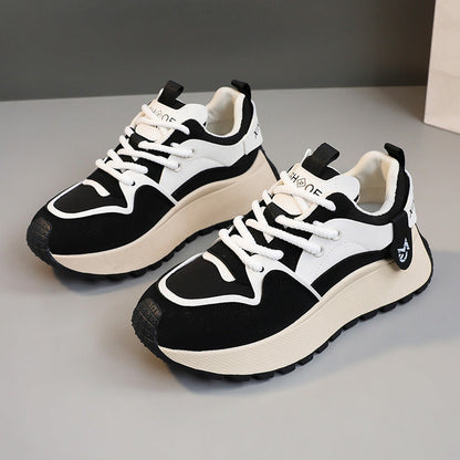Damen Sneaker Chunky Sportlich Atmungsaktiv Weiß