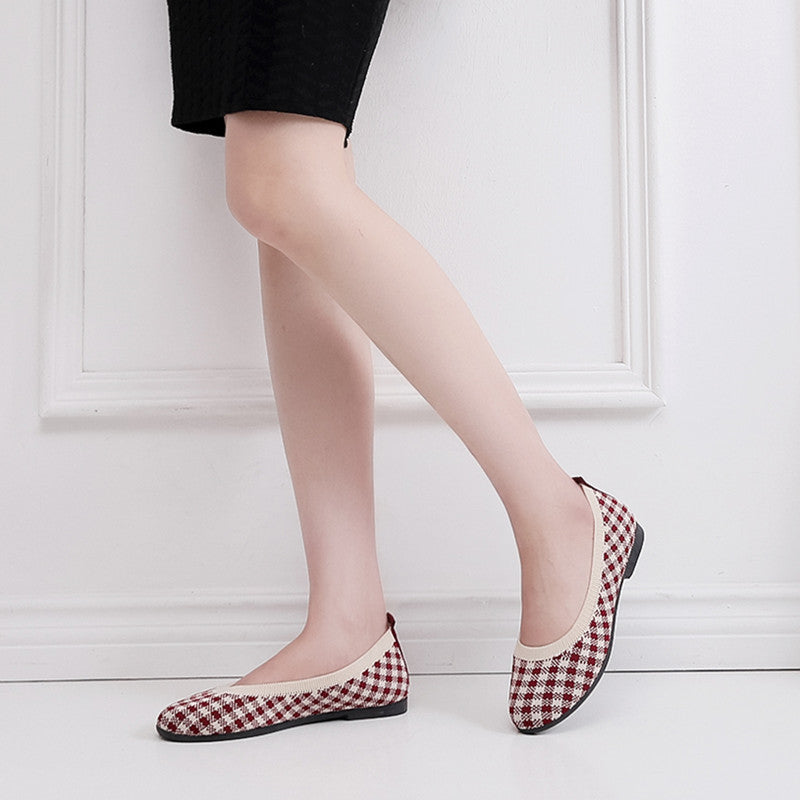 Damen Ballerinas Atmungsaktiv Strick Oberteil Modisch