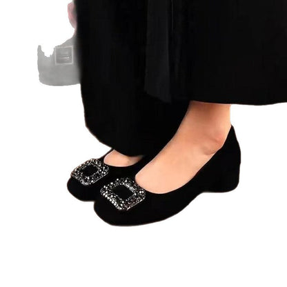 Damen Ballerinas Elegant mit Strass Schließe