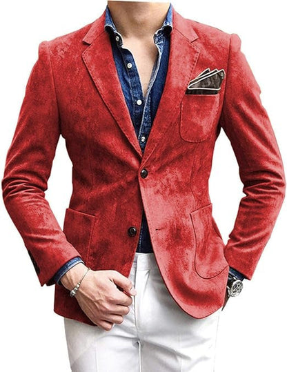 Herren Blazer Samt Elegant Modern Schnitt Schwarz