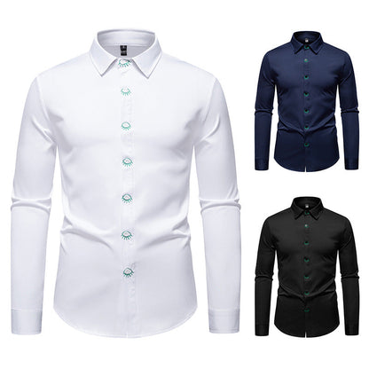 Herren Langarmhemd Elegant mit Stickerei Moderne Style