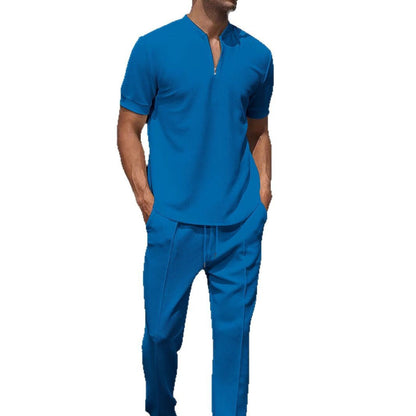 Herren Sportoberteil Kurzarm mit Reißverschluss und Joggerhose