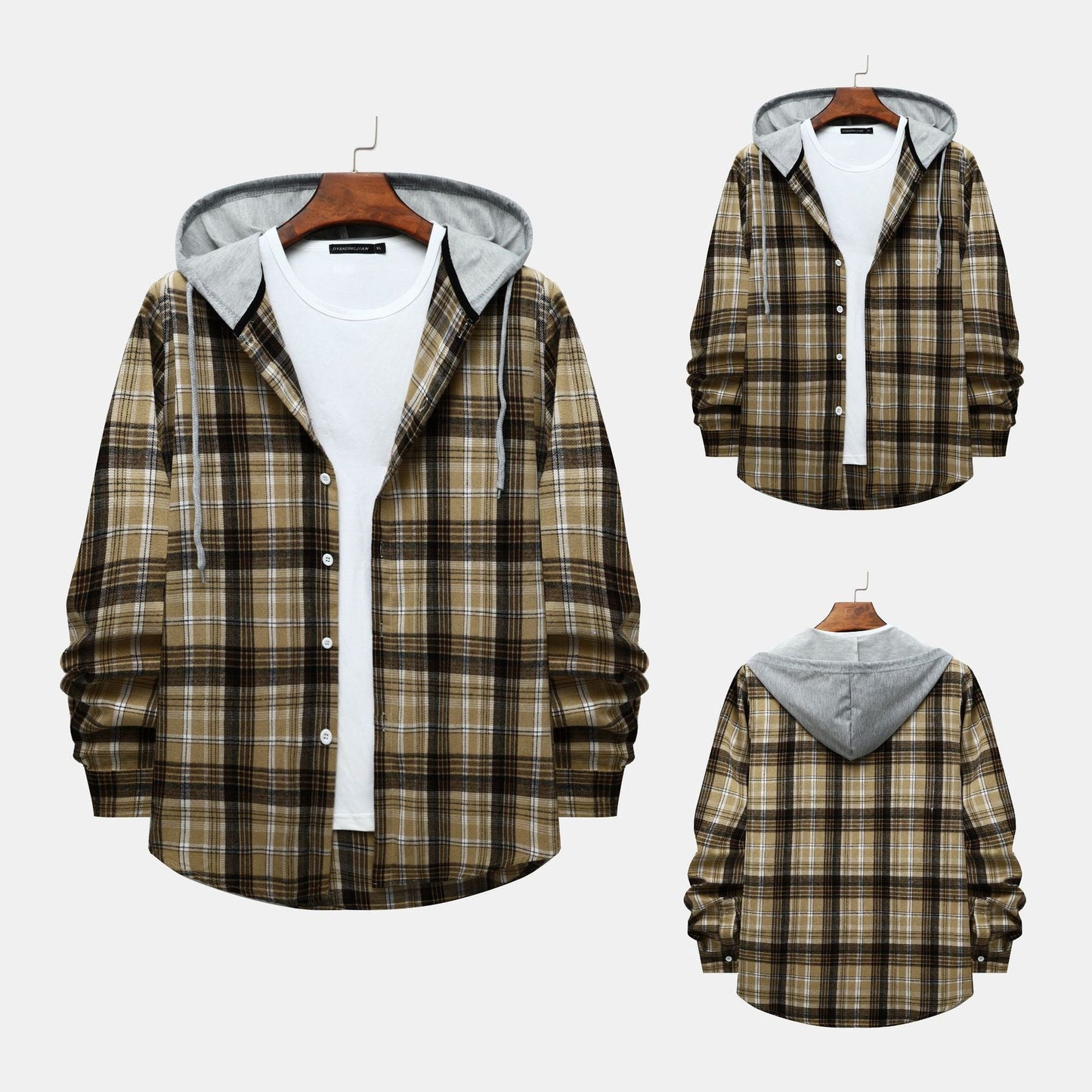 Herren Kapuzenjacke Karomuster Klassisch Modern - BerlinGlamour
