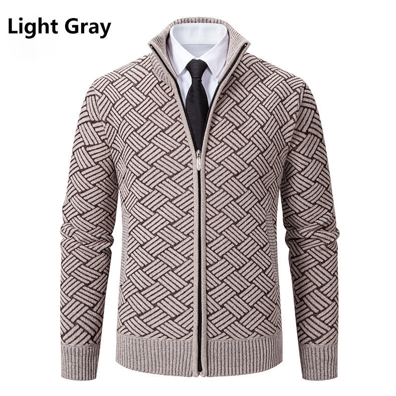 Herren Strickjacke Modern mit Reißverschluss und Buntmuster