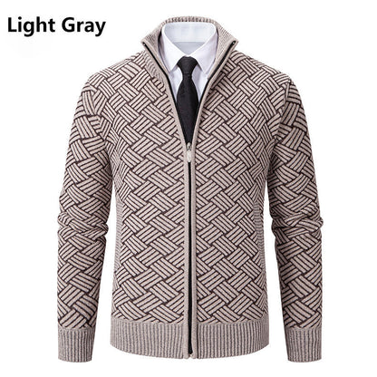 Herren Strickjacke Modern mit Reißverschluss und Buntmuster