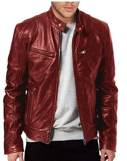 Lederjacke Herren Modern Biker Style Schwarz