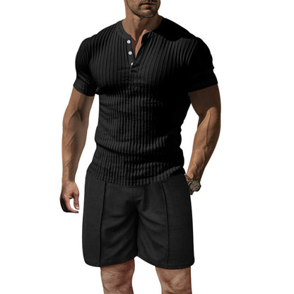 Herren Kurzarm T-Shirt Gerippt Modern Sportlich